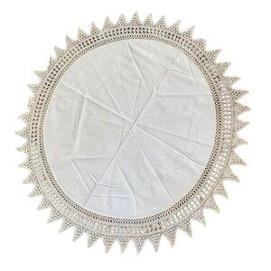 Handmade White Crochet Lace Round Tablecloth 40"